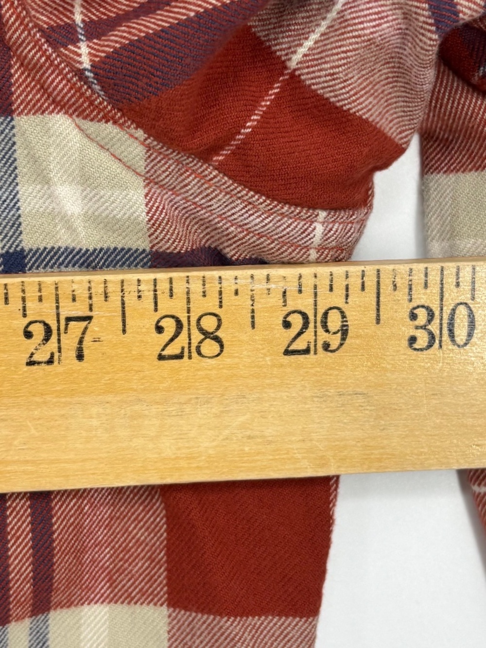 Eddie Bauer Mens 2XL TALL Button Up Shirt 100% Cotton Flannel Rust Blue Plaid - Picture 8 of 9
